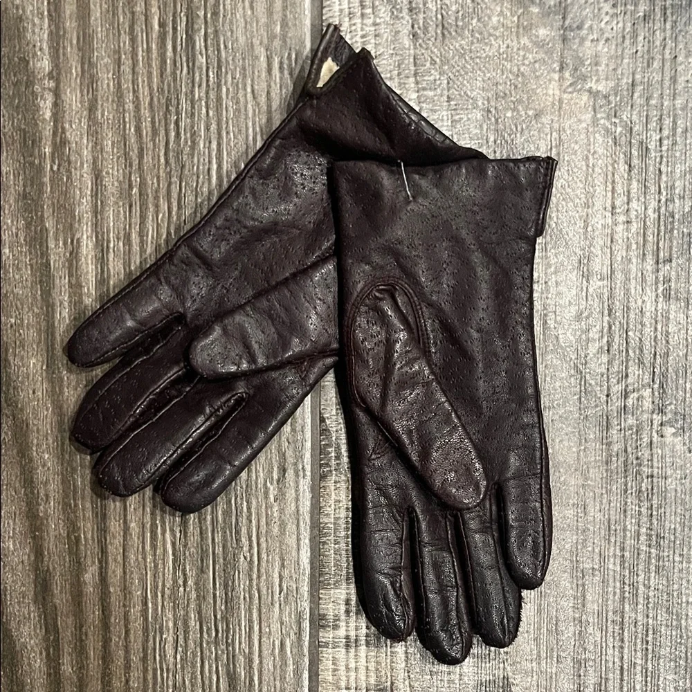 Vintage Dark Brown Leather Gloves